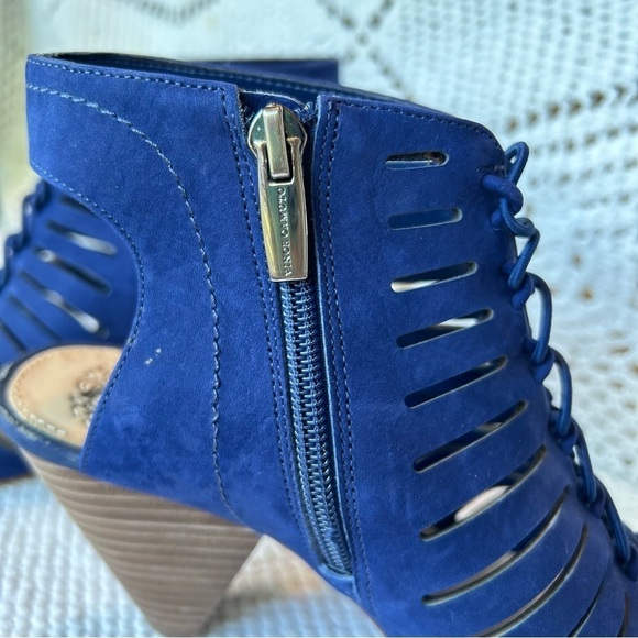Vince Camuto Evalan Lace-up Leather Shoe Cobalt Blue Pointed Heel Size 7.5 W - Picture 5 of 12